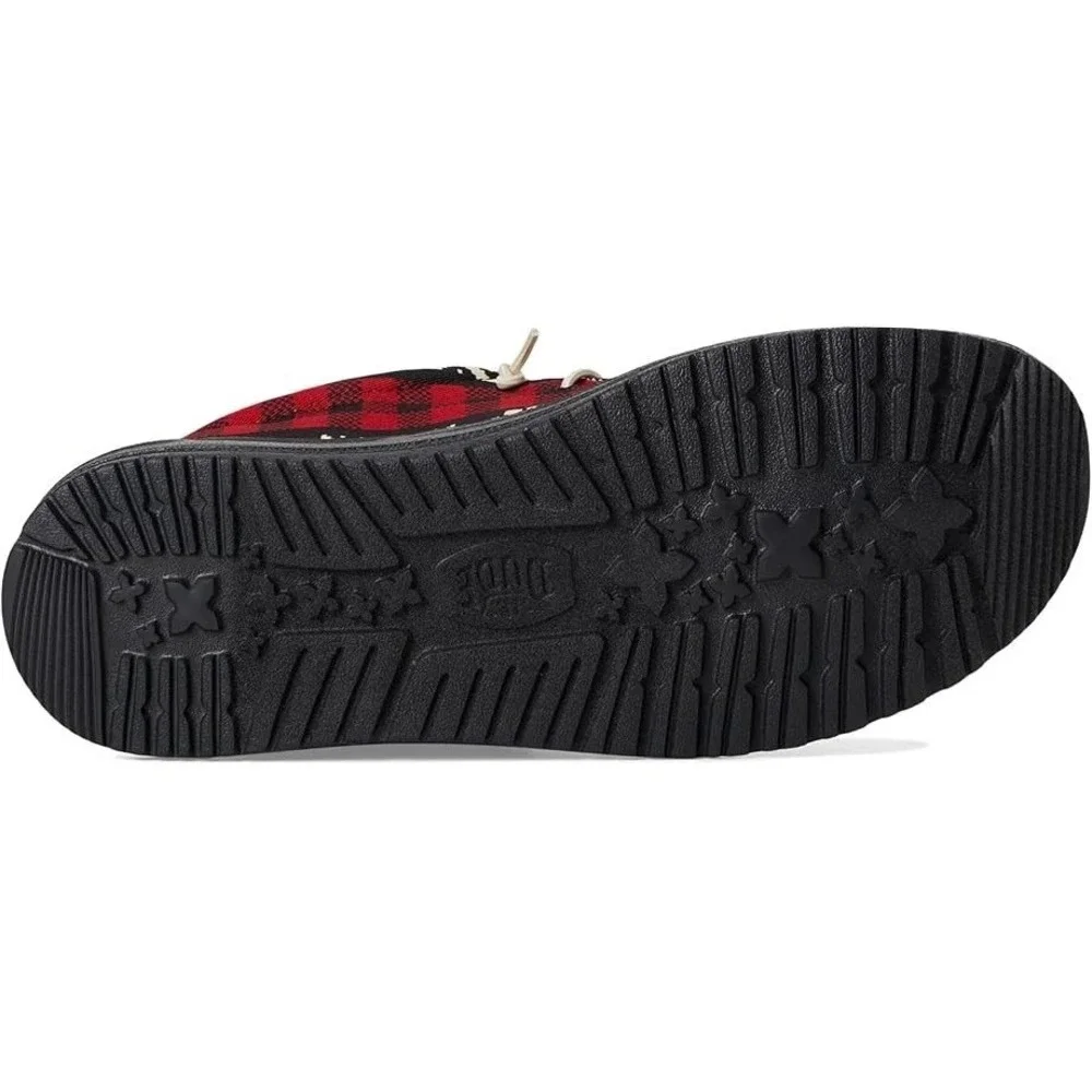 Hey Dude Wally Holiday Cheers Mens Size 14 Black Multi Plaid Loafers 41862-0C4